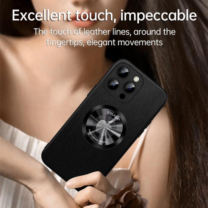 SULADA - SULADA iPhone 15 Plus Skal i PU Läder + TPU, Svart