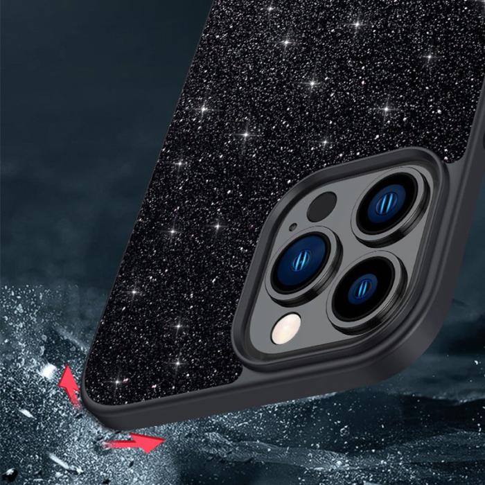 SULADA - SULADA iPhone 15 Pro Max Back Cover PU Läder Glittrig Svart