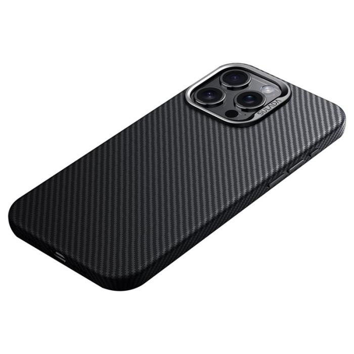 SULADA - SULADA iPhone 15 Pro Max Skal Magnetiskt Linsram Läder TPU Svart