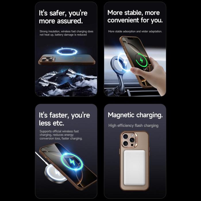 SULADA - SULADA iPhone 15 Pro Max Skal MagSafe Ultra-Tunn PC+TPU Guld