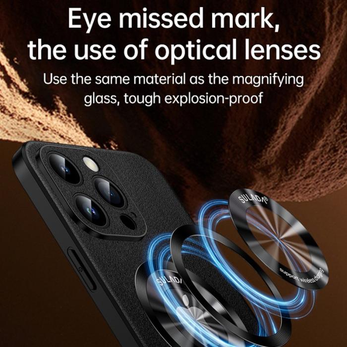 SULADA - SULADA iPhone 15 Pro Max Skal Microfiber Läder + TPU - Svart