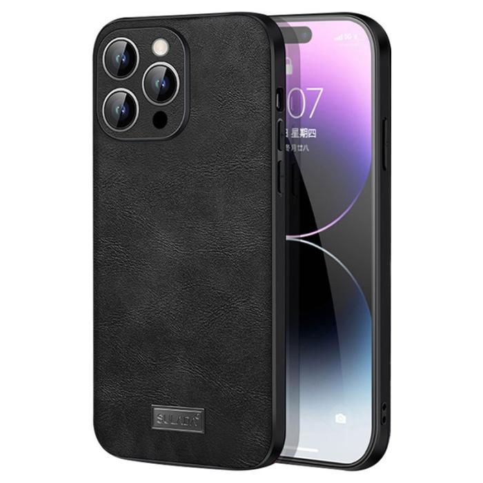 SULADA - SULADA iPhone 15 Pro Max Skal PU Läder TPU PC Stöttålig Svart