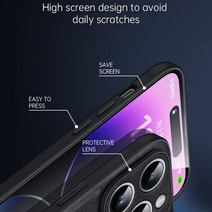 SULADA - SULADA iPhone 15 Pro Max Skal PU Läder TPU PC Stöttålig Svart