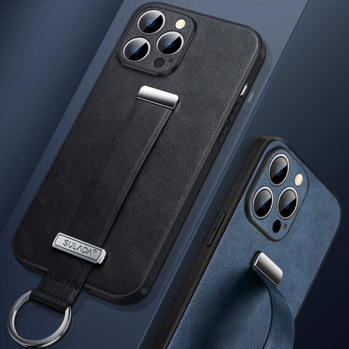 SULADA - SULADA iPhone 15 Pro Skal Crazy Horse PU+PC+TPU Blå