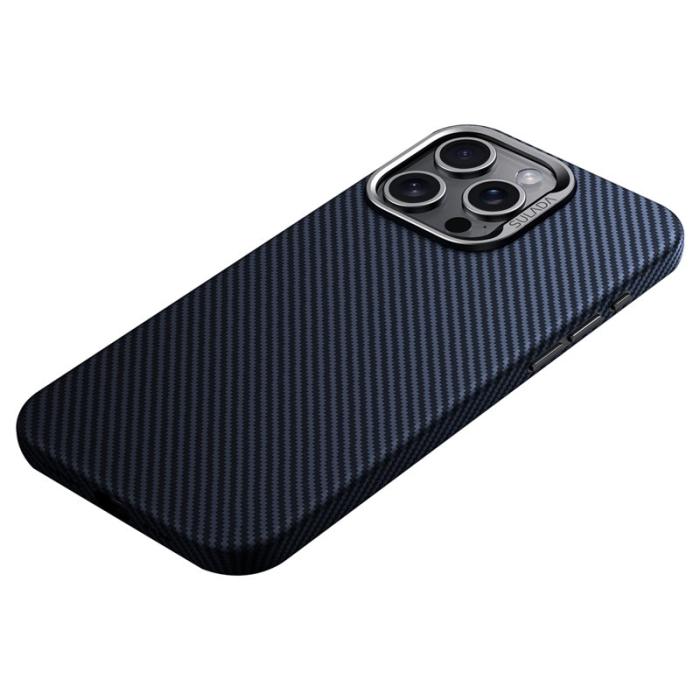 SULADA - SULADA iPhone 15 Pro Skal Magnetiskt Metall Linsskydd Läder Blå