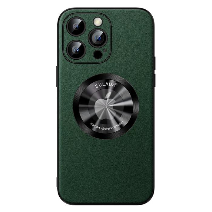 SULADA - SULADA iPhone 15 Pro Skal Microfiber Läder + TPU Skydd Grön