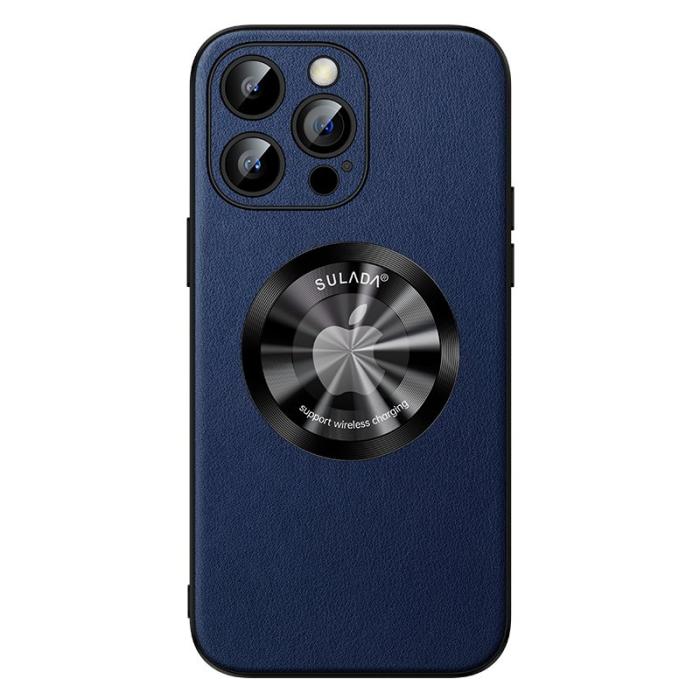 SULADA - SULADA iPhone 15 Pro Skal Microfiber Läder + TPU Skydd Mörkblå
