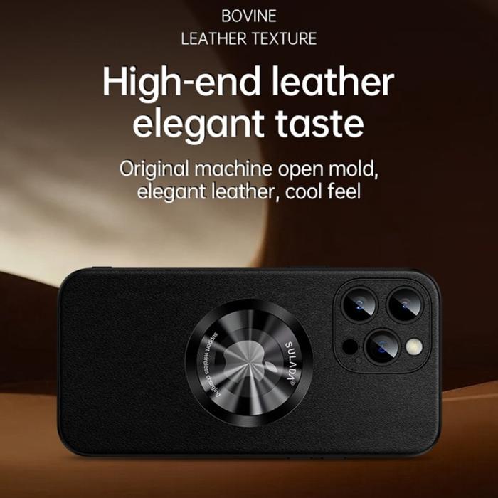 SULADA - SULADA iPhone 15 Pro Skal Microfiber Läder + TPU Skydd Mörkblå