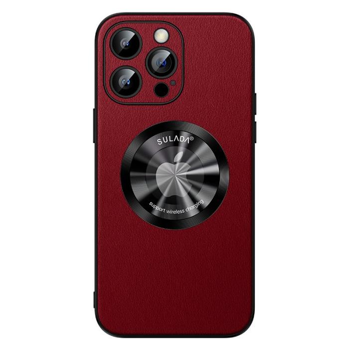 SULADA - SULADA iPhone 15 Pro Skal Microfiber Läder + TPU Skydd Röd