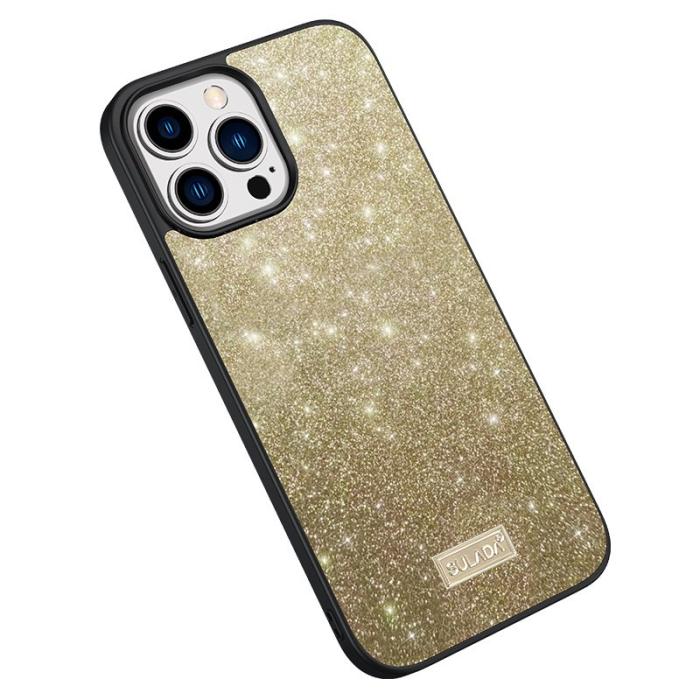 SULADA - SULADA iPhone 15 Pro Skal PU Läder Coated PC + TPU Glittrig Guld