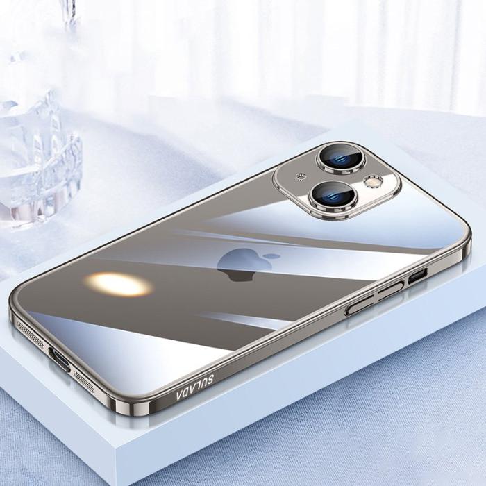 SULADA - SULADA iPhone 15 Skal Crystal Steel TPU+Härdat Glas Titan Grå