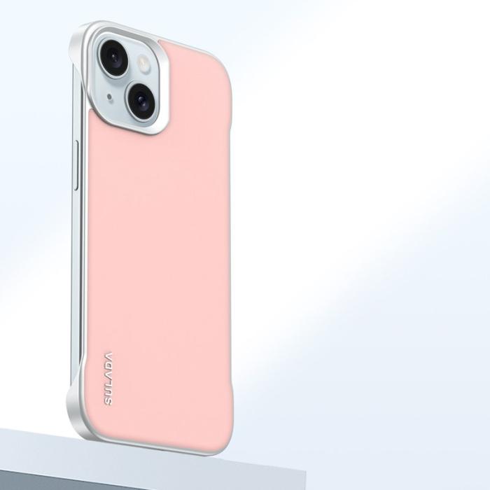 SULADA - SULADA iPhone 15 Skal Frameless PU + PC Baksida - Rosa