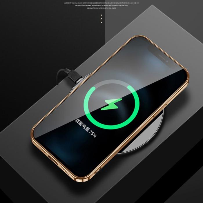 SULADA - SULADA iPhone 15 Skal Litchi Textur Elektroplätering PU Läder Svart