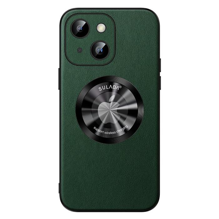 SULADA - SULADA iPhone 15 Skal Magsafe Mikrofiber Läder TPU Grön
