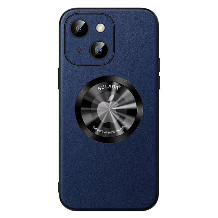 SULADA - SULADA iPhone 15 Skal Magsafe Mikrofiber Läder TPU Mörkblå