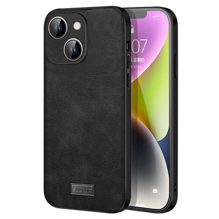 SULADA - SULADA iPhone 15 Skal PU Läder Coated TPU+PC Svart