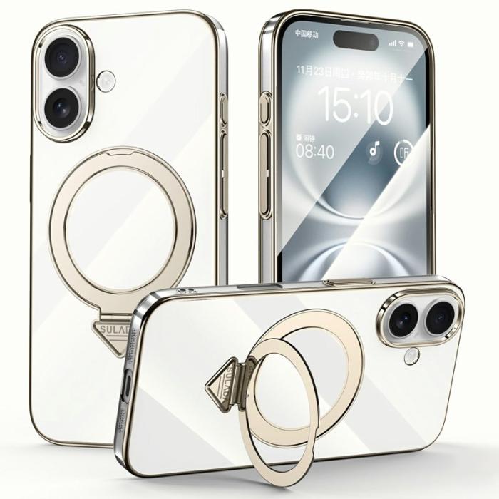 SULADA - SULADA iPhone 16 Plus Skal MagSafe Kickstand Klar PC Titanium Grey