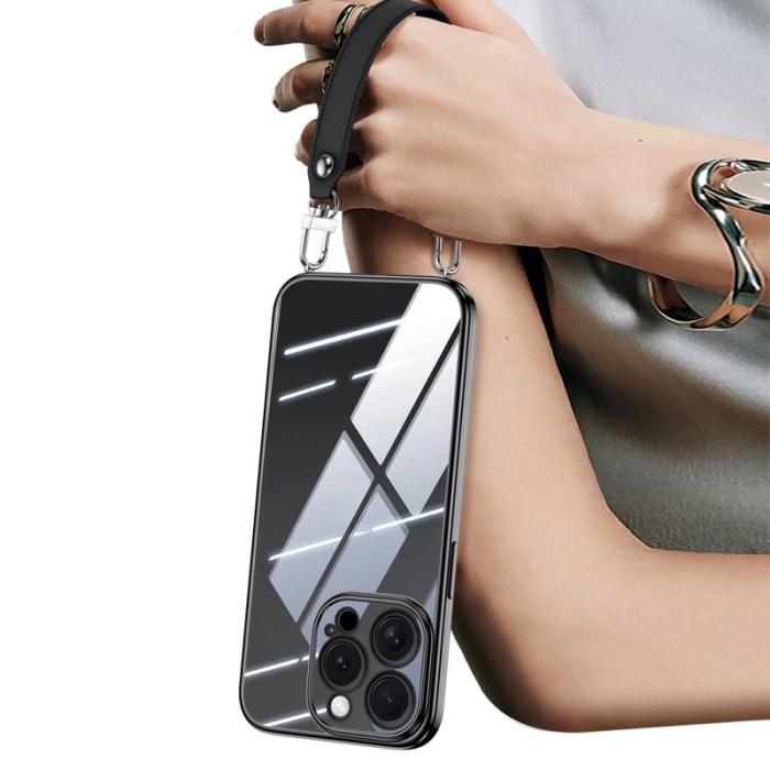 SULADA - SULADA iPhone 16 Pro Max Skal Electroplating TPU med Rem - Svart