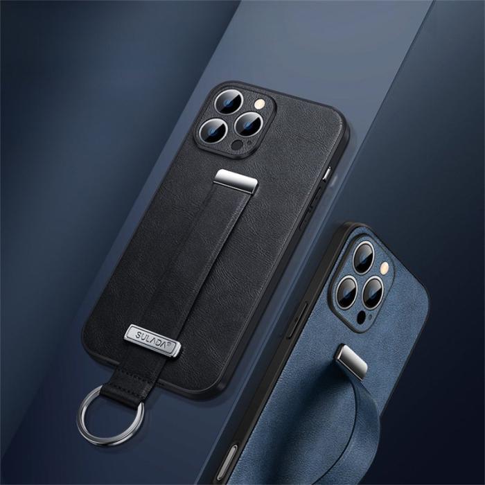 SULADA - SULADA iPhone 16 Pro Max Skal Läder med Handledsrem Blå