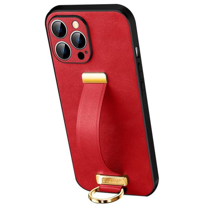 SULADA - SULADA iPhone 16 Pro Max Skal Läder Röd med Handledsrem