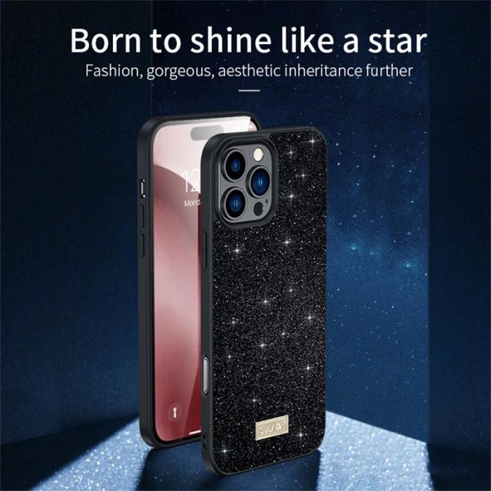 SULADA - SULADA iPhone 16 Pro Max Skal PU Läder + PC + TPU Glittrig Svart