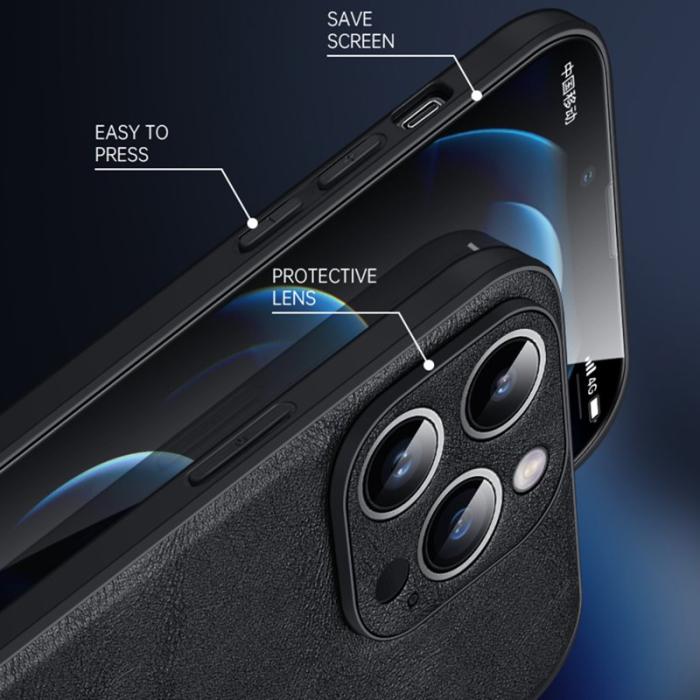 SULADA - SULADA iPhone 16 Pro Max Skal PU Läder TPU PC Baksidan - Svart