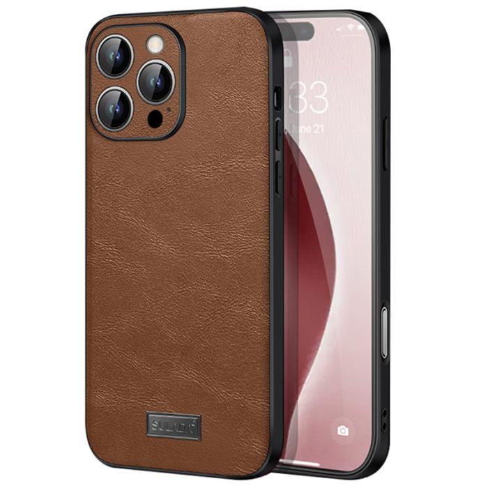 SULADA - SULADA iPhone 16 Pro Max Skal PU Läder TPU PC - Brun