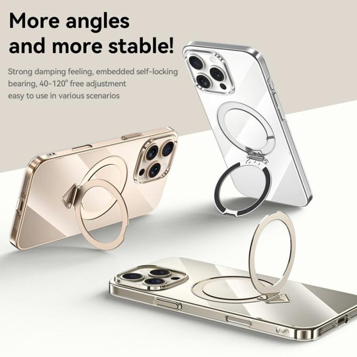 SULADA - SULADA iPhone 16 Pro Skal MagSafe Kickstand Klar PC Titanium Silver