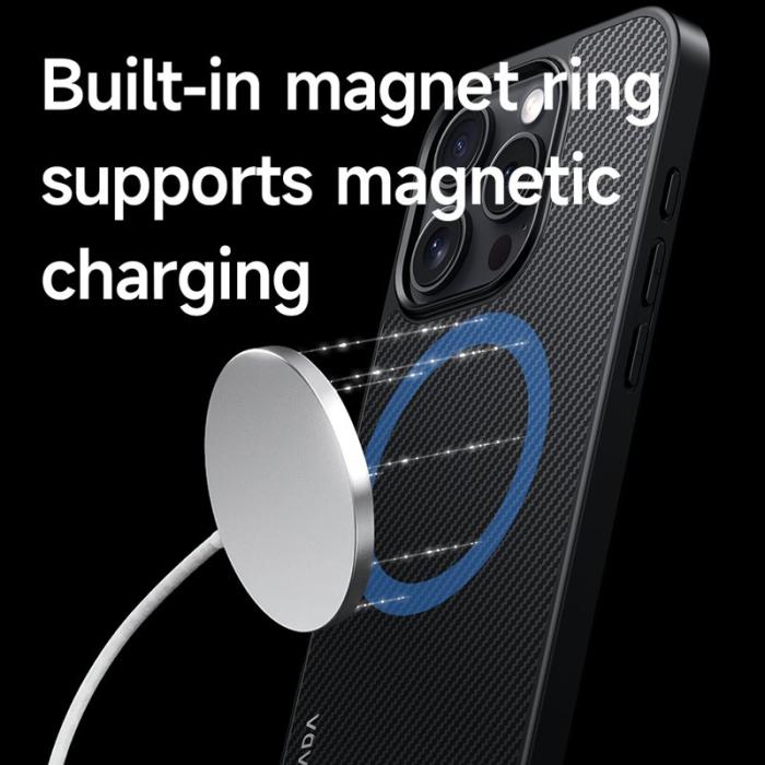 SULADA - SULADA iPhone 16 Pro Skal MagSafe Metallram PU+TPU Blå