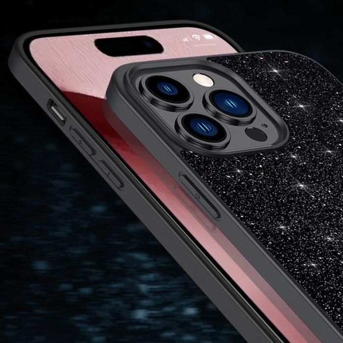 SULADA - SULADA iPhone 16 Pro Skal PU Läder + PC + TPU Glittrande Svart