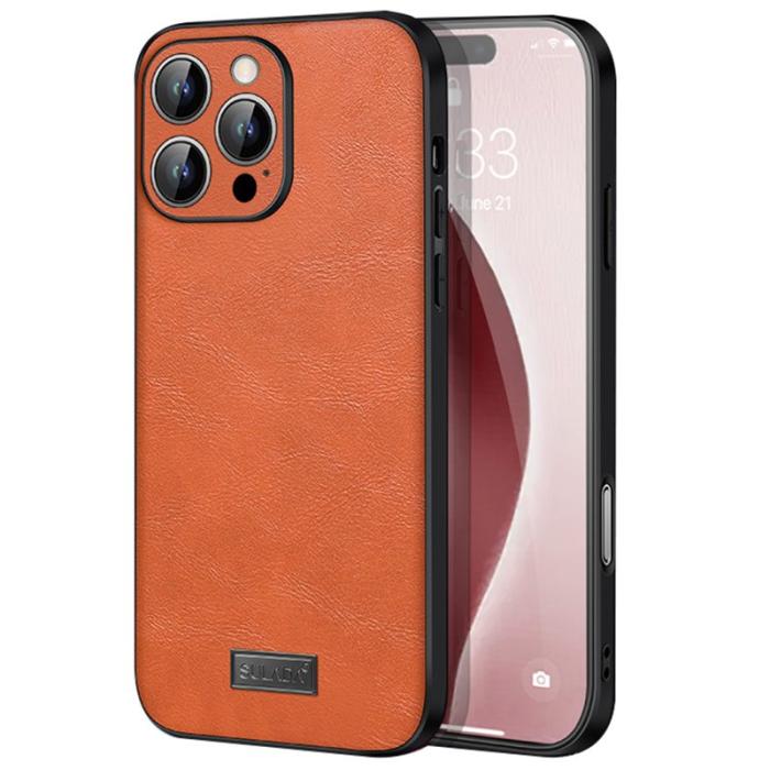 SULADA - SULADA iPhone 16 Pro Skal PU Läder+TPU+PC Orange