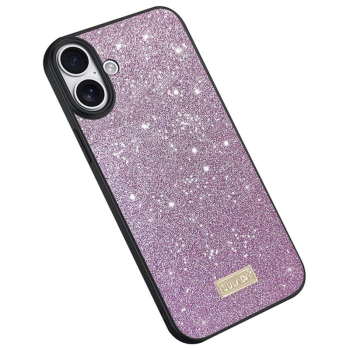 SULADA - SULADA iPhone 16 Skal PU Läder + PC + TPU Glittrande Lila