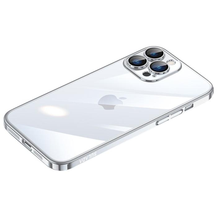 SULADA - SULADA JINGJIA iPhone 15 Pro Skal Hård PC Tempererat Glas Silver