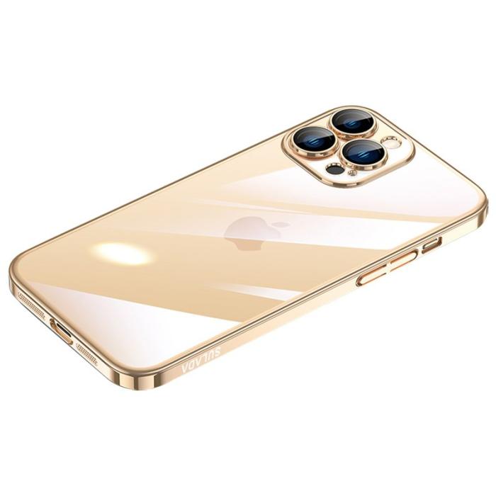 SULADA - SULADA JINGJIA iPhone 15 Pro Skal i Hårt PC med Glasfilm - Guld