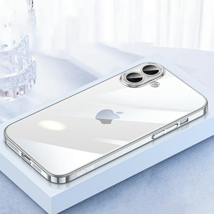 SULADA - SULADA JINGJIA iPhone 16 Skal Hård PC Klart med Linsskydd Silver