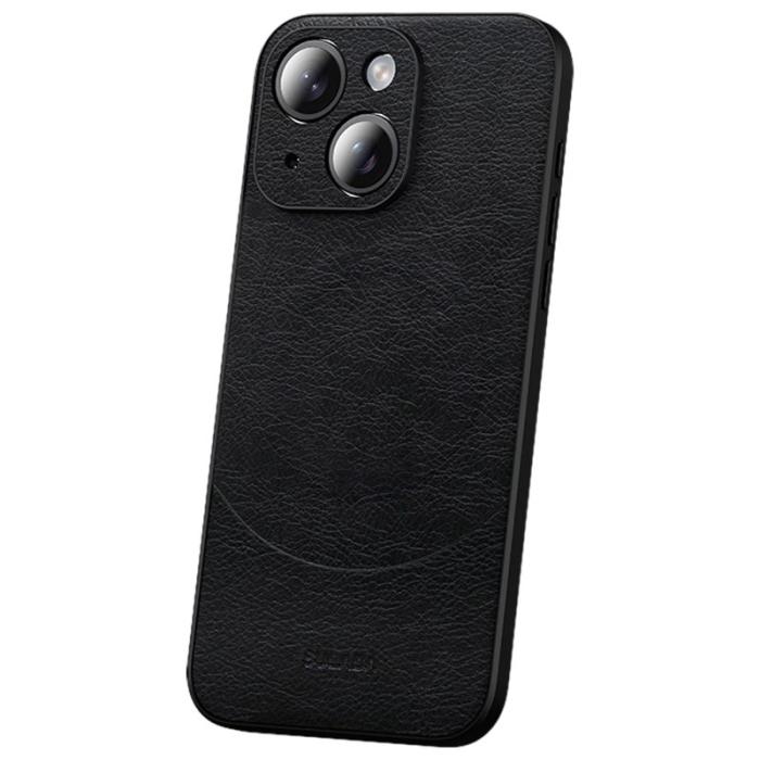 SULADA - SULADA Magnetic Series iPhone 15 Läder Skal Skydd - Svart