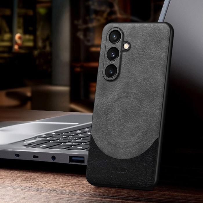 SULADA - SULADA Magnetic Series Galaxy S24+ Skal Läder Grå