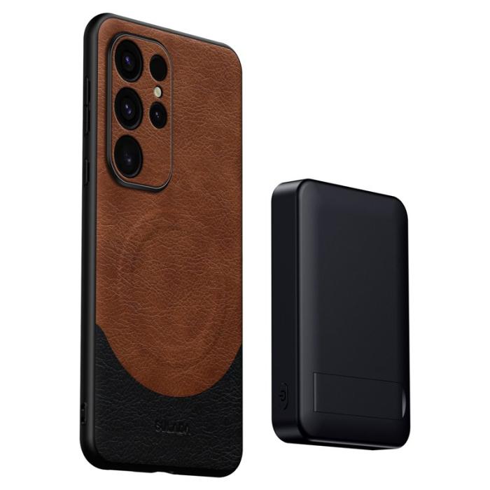 SULADA - SULADA Magnetic Series Galaxy S24 Ultra Skal Läder Grå