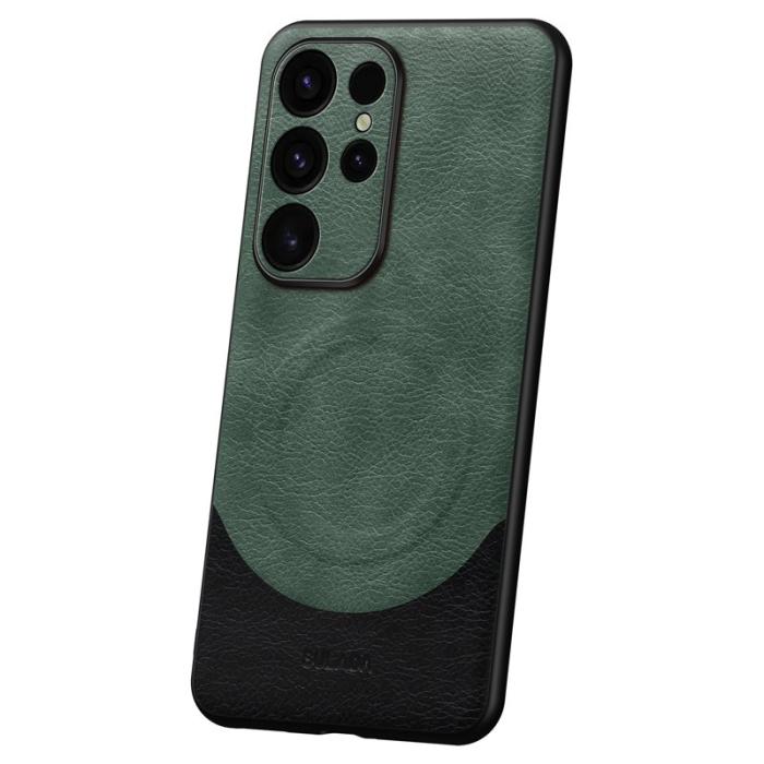 SULADA - SULADA Magnetic Series Galaxy S24 Ultra Skal Läder Grön