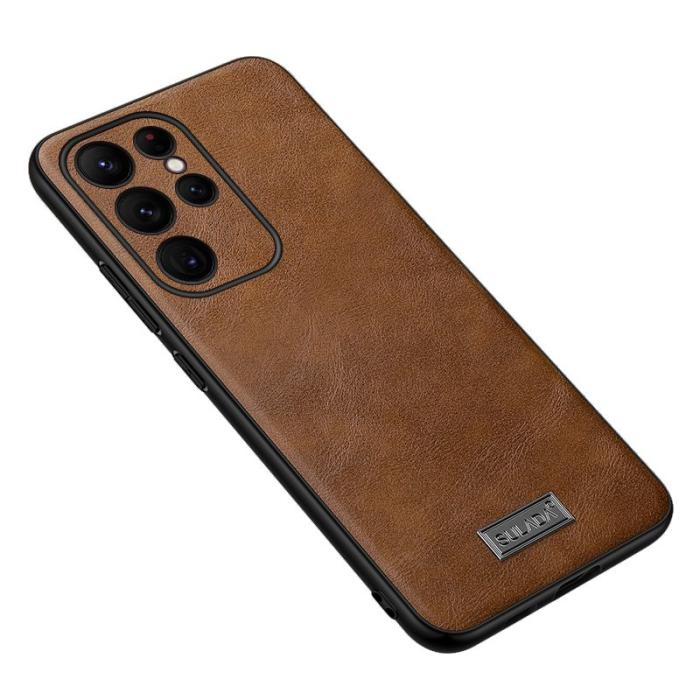 SULADA - SULADA Galaxy S23 Ultra Skal PU Läder TPU + PC Brun