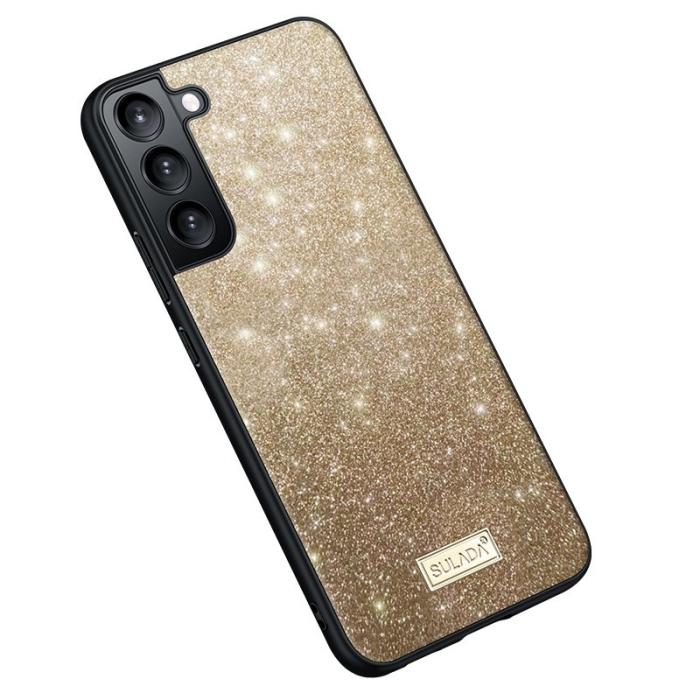 SULADA - SULADA Galaxy S24 Skal Glitter PU Läder + PC + TPU Guld