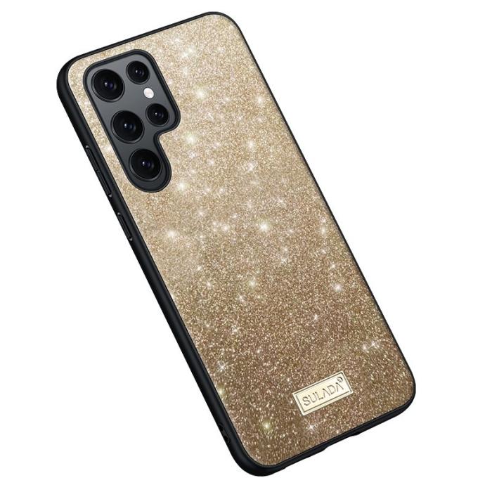 SULADA - SULADA Galaxy S24 Ultra Skal PU Läder TPU Glitter Guld
