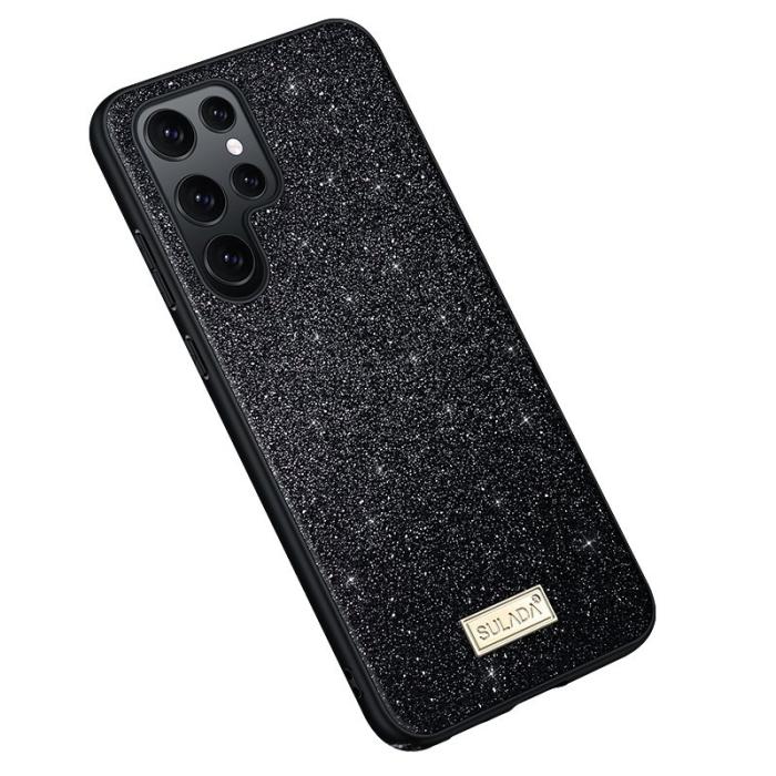 SULADA - SULADA Galaxy S24 Ultra Skal PU Läder TPU Glitter Svart