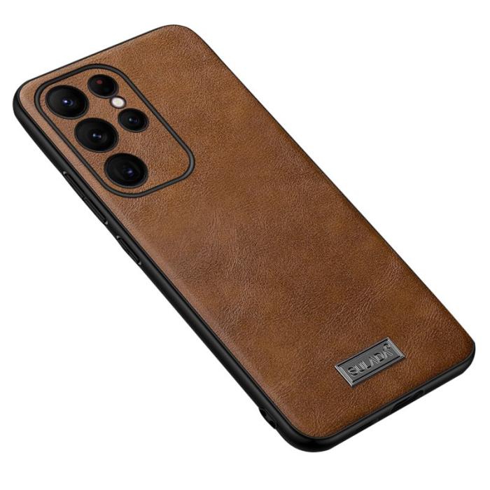 SULADA - SULADA Galaxy S24 Ultra Skal PU Läder TPU PC Brun