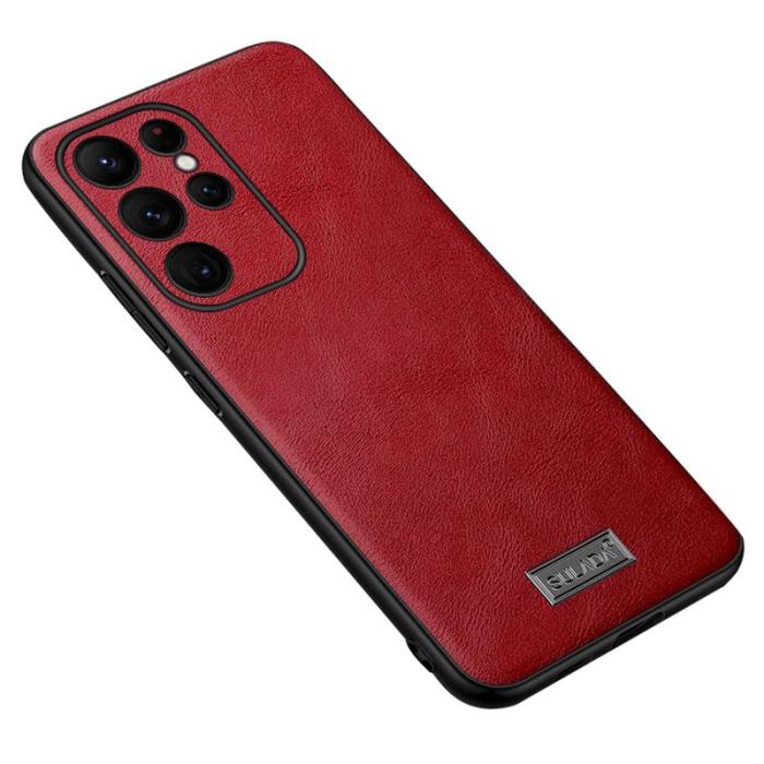 SULADA - SULADA Galaxy S24 Ultra Skal PU Läder TPU PC Röd