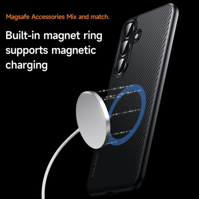 SULADA - SULADA Galaxy S25+ Skal MagSafe Metallram PU+TPU Blå