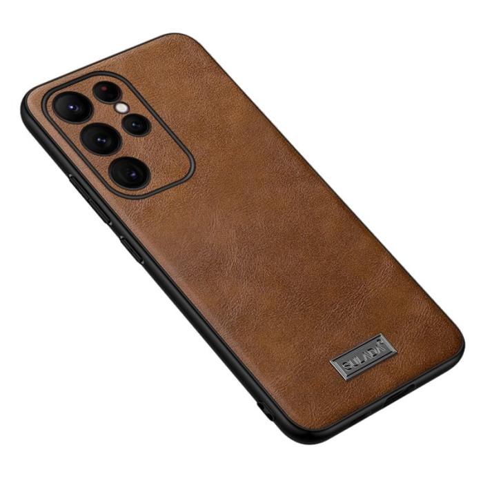 SULADA - SULADA Galaxy S25 Ultra Skal PU Läder TPU PC - Brun