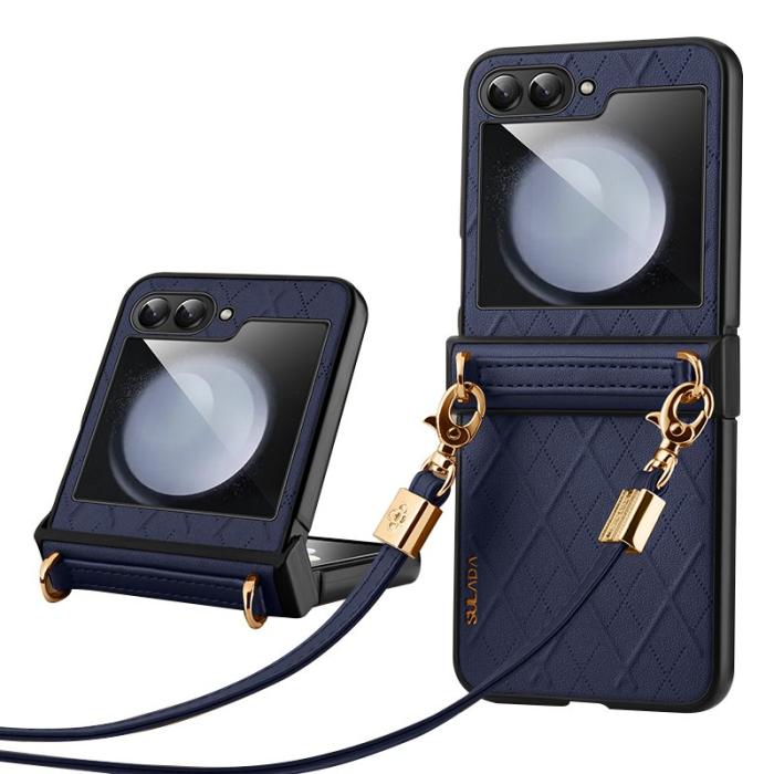 SULADA - SULADA Galaxy Z Flip5 Fodral PU Läder Sapphire
