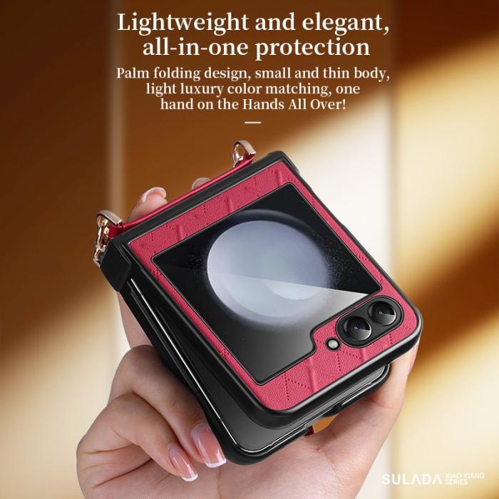 SULADA - SULADA Galaxy Z Flip5 Fodral PU Läder Sapphire