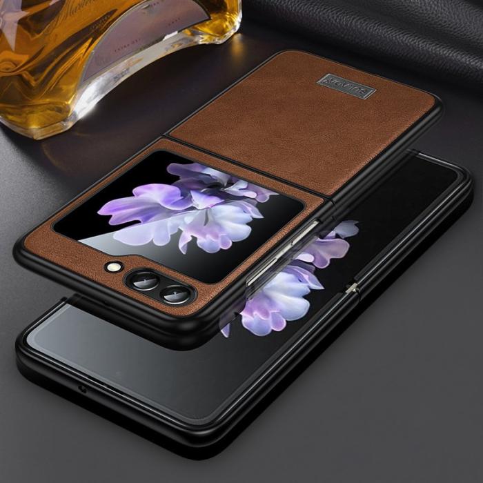 SULADA - SULADA Galaxy Z Flip5 Fodral PU Läder TPU - Brun
